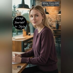 NWT Ann Taylor Factory Sz Small Women Burgundy|Purple Cardigan Soft Cotton|Nylon